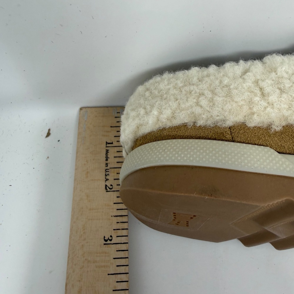 Cougar Liliana Camel Suede Mule Slippers Tan Faux Shearling Womens 6 NEW - Picture 6 of 7